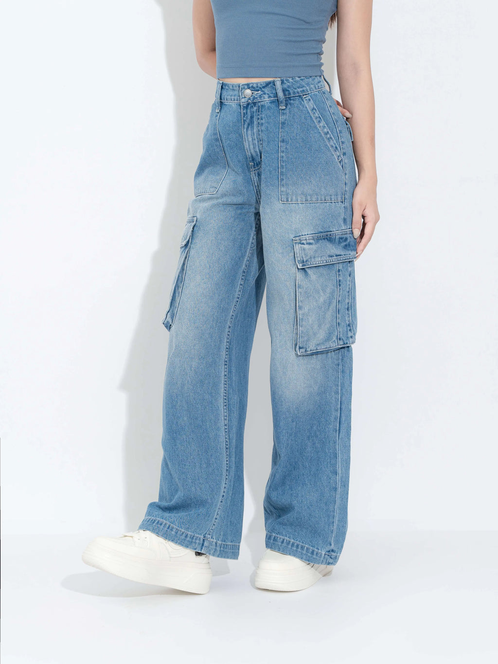 Quần Jeans Cargo Nữ Dáng Suông LFNUQ05