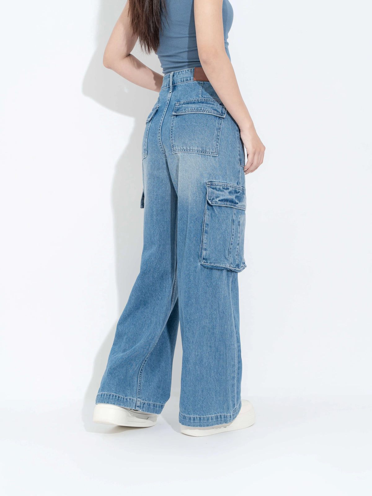 Quần Jeans Cargo Nữ Dáng Suông LFNUQ05