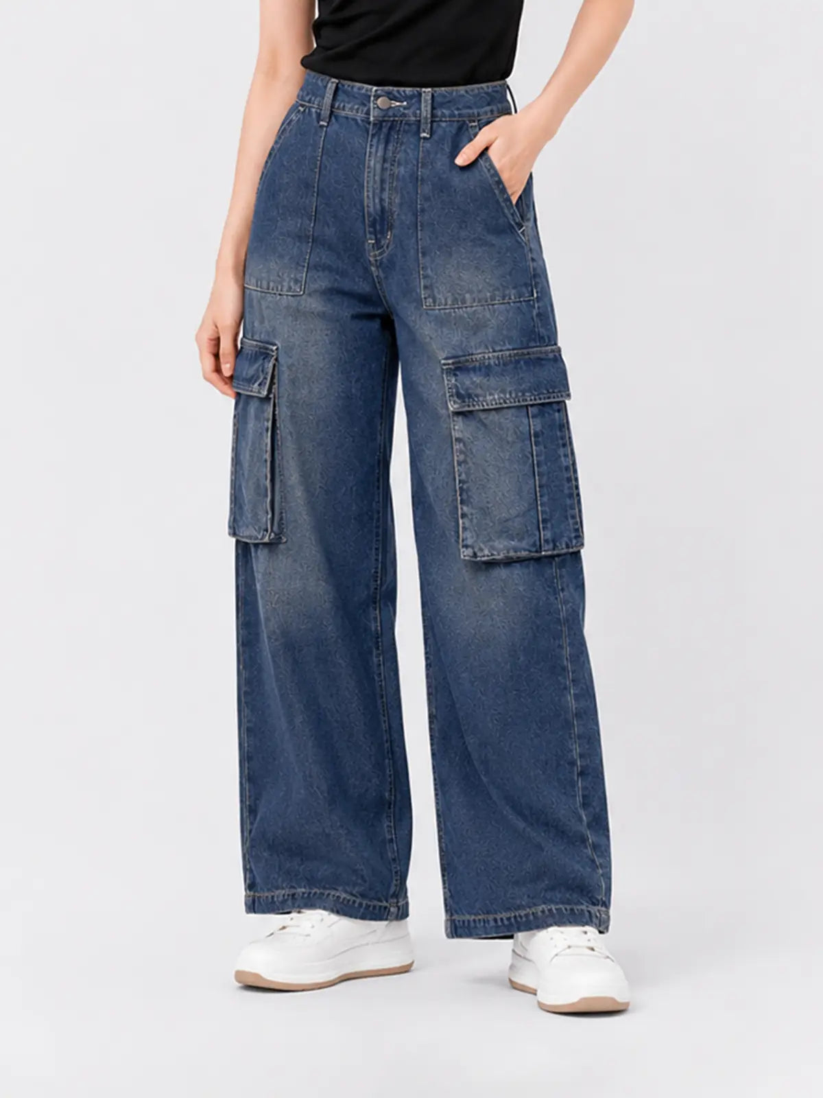 Quần Jeans Cargo Nữ Dáng Suông LFNUQ05