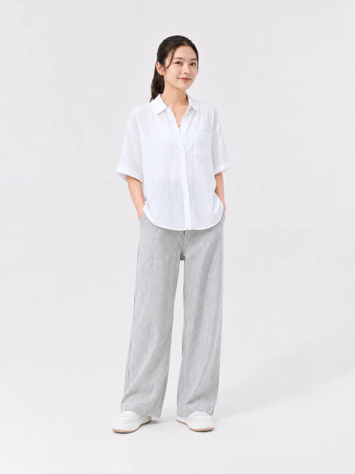 Quần Dài Nữ Ống Suông Kẻ Sọc LFNUQ06