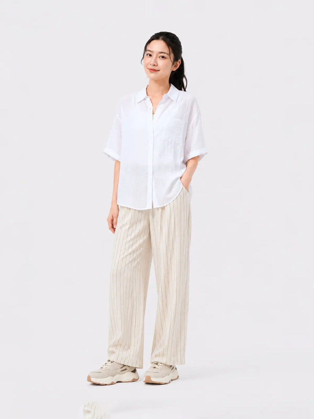 Quần Dài Nữ Ống Suông Kẻ Sọc LFNUQ06