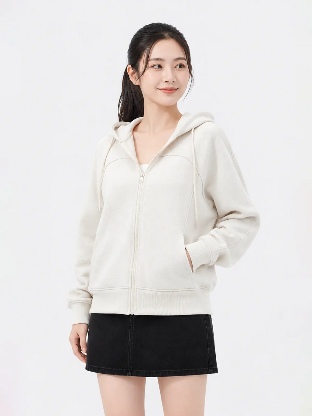 Áo Khoác Nỉ Hoodie Nữ Dáng Suông Rộng LFNUAK08