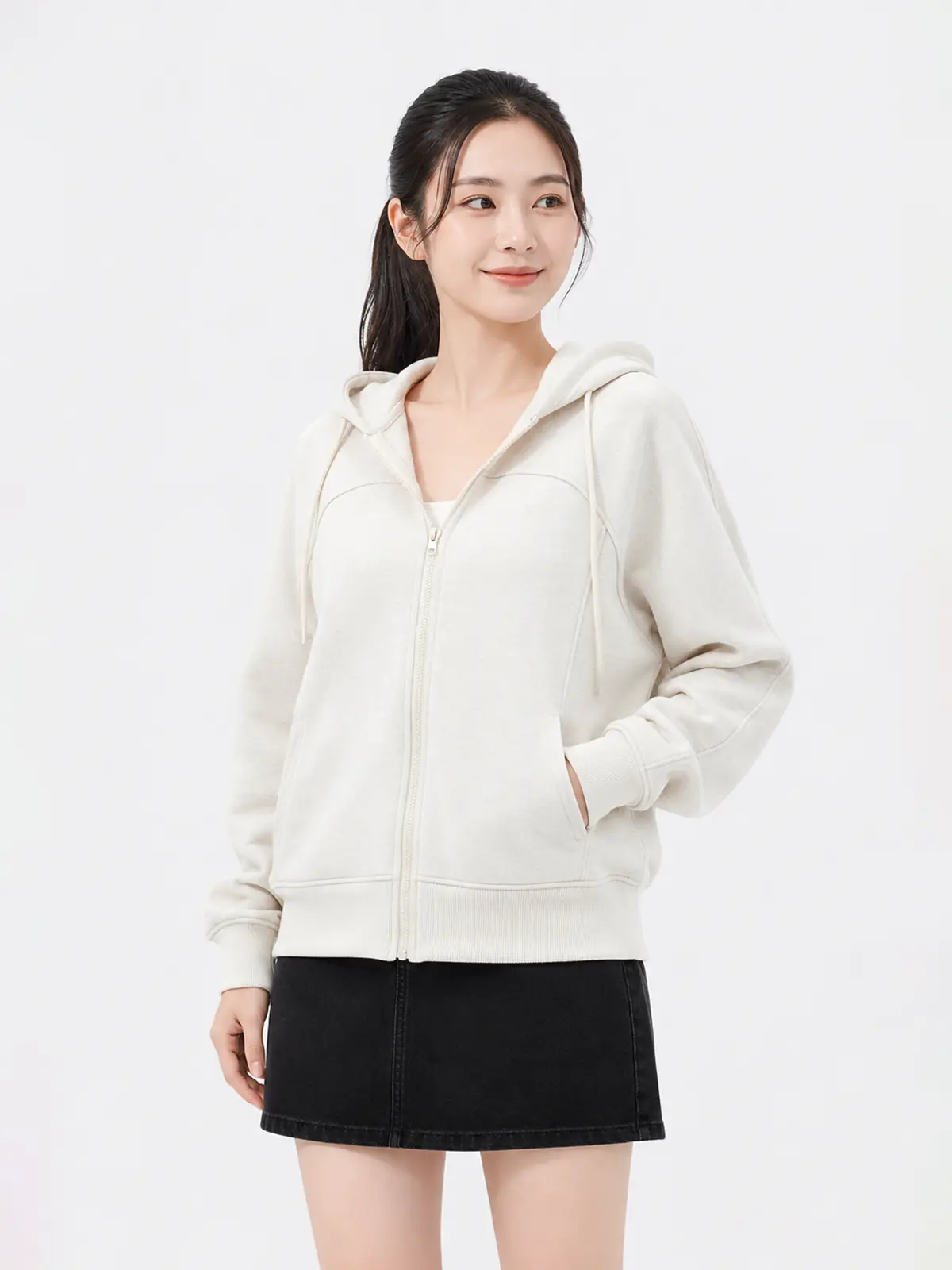 Áo Khoác Nỉ Hoodie Nữ Dáng Suông Rộng LFNUAK08