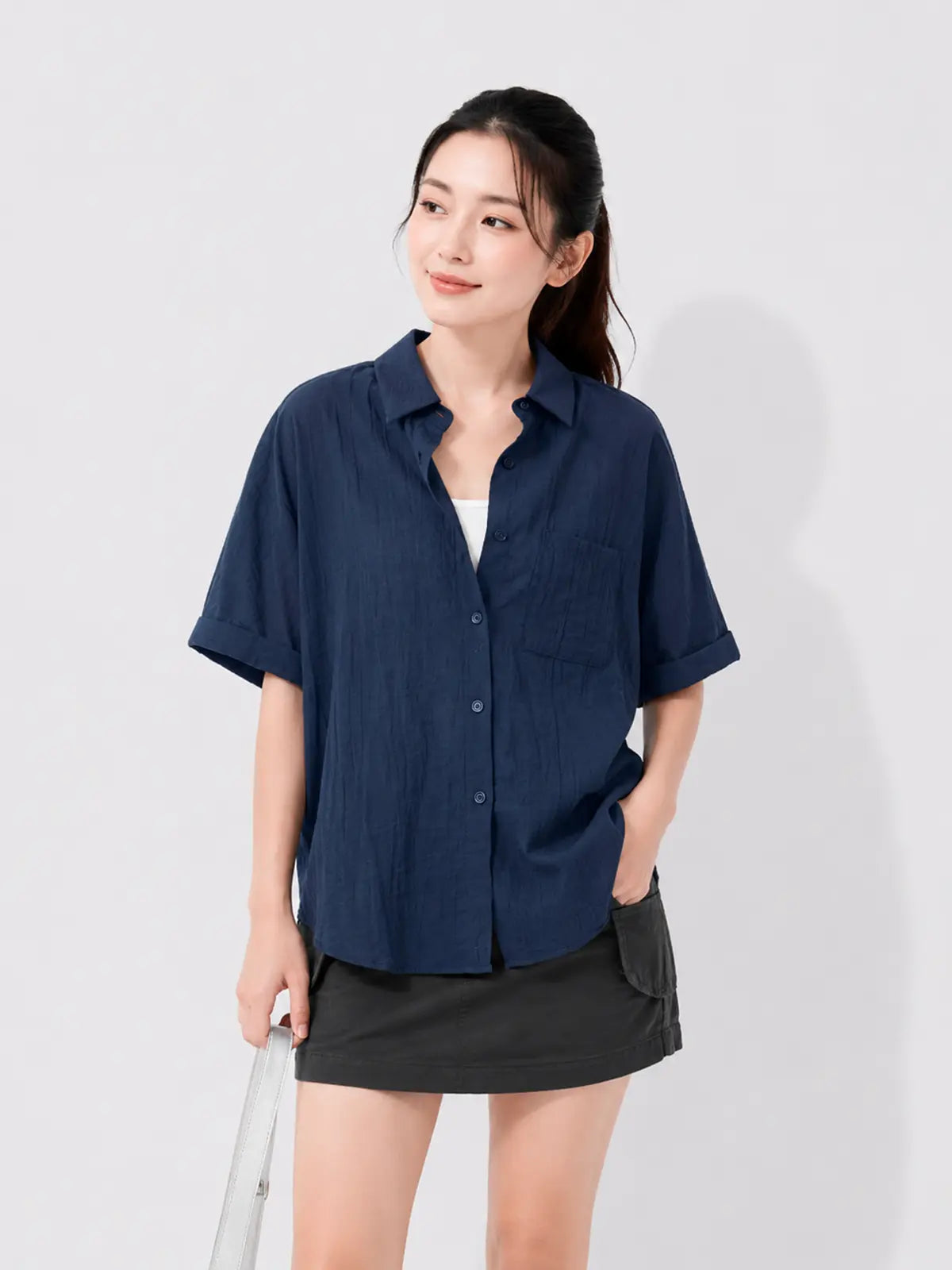 Áo Sơ Mi Nữ Dáng Suông Đuôi Tôm LFNUSM01