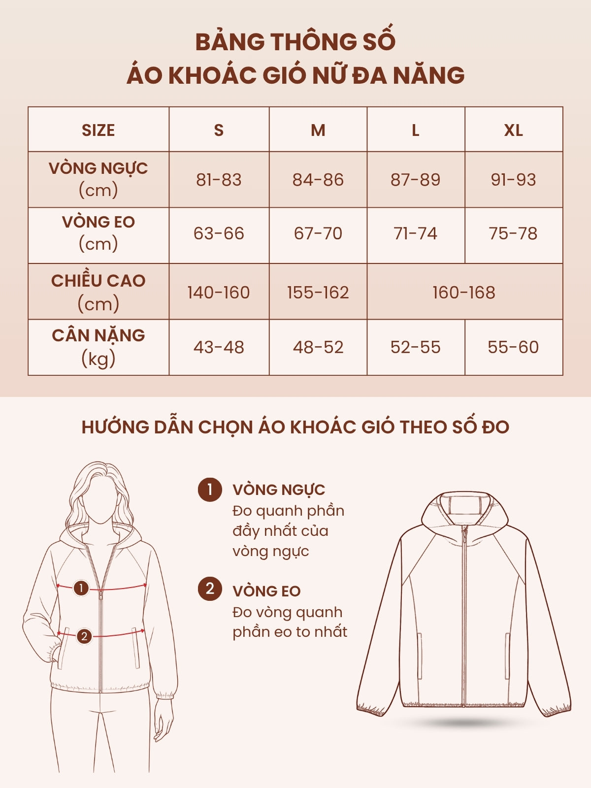 Áo Khoác Gió Nữ 2 Lớp Mũ Liền Có Dây Rút LFNUAK03